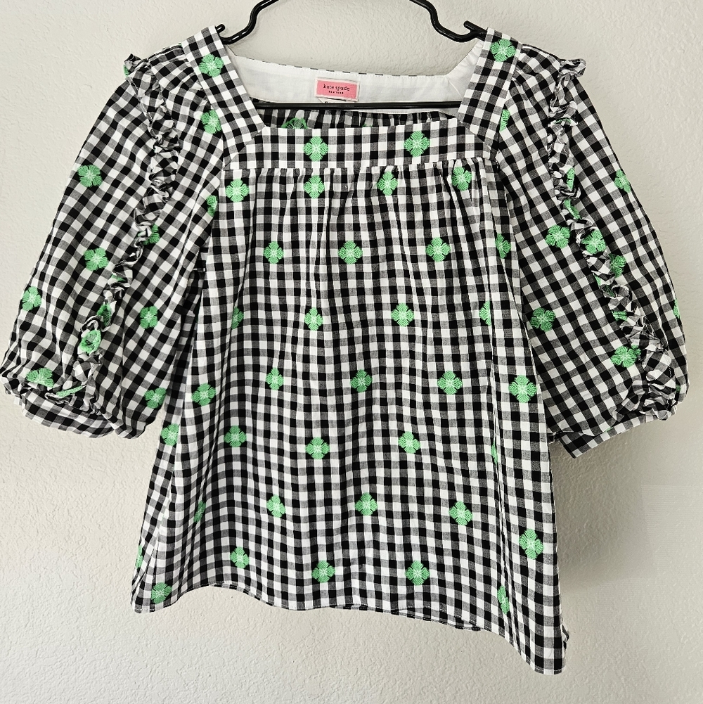 Kate Spade Gingham Voile Top (Size XS)